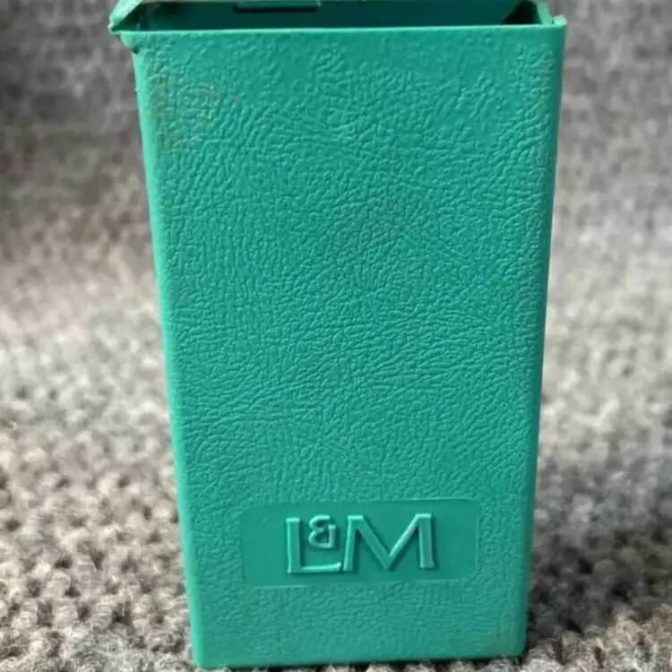 Vintage 70s 80s Cigarette Case Holder Plastic L&M 168 Blue Teal
