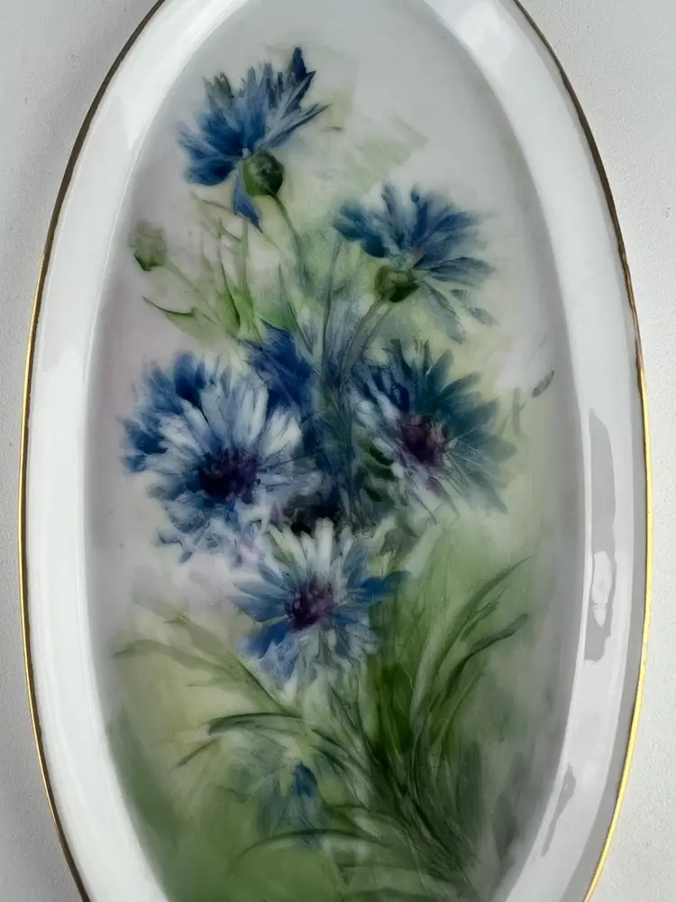 Vintage Floral China Painted Tray from Nevada Collection