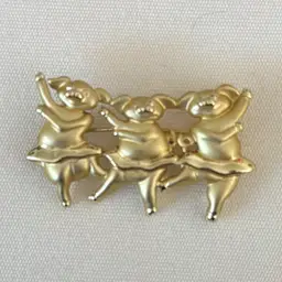 Brooch Pigs Gold Tone Trio 3 Dancing Pigs In Tutus Brooch Pin Piggy Ballet