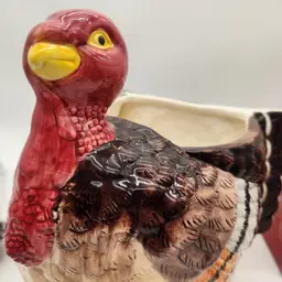 World Bazaar Turkey Soup Tureen & Bamboo Ladle Thanksgiving Vintage Lidded Dish