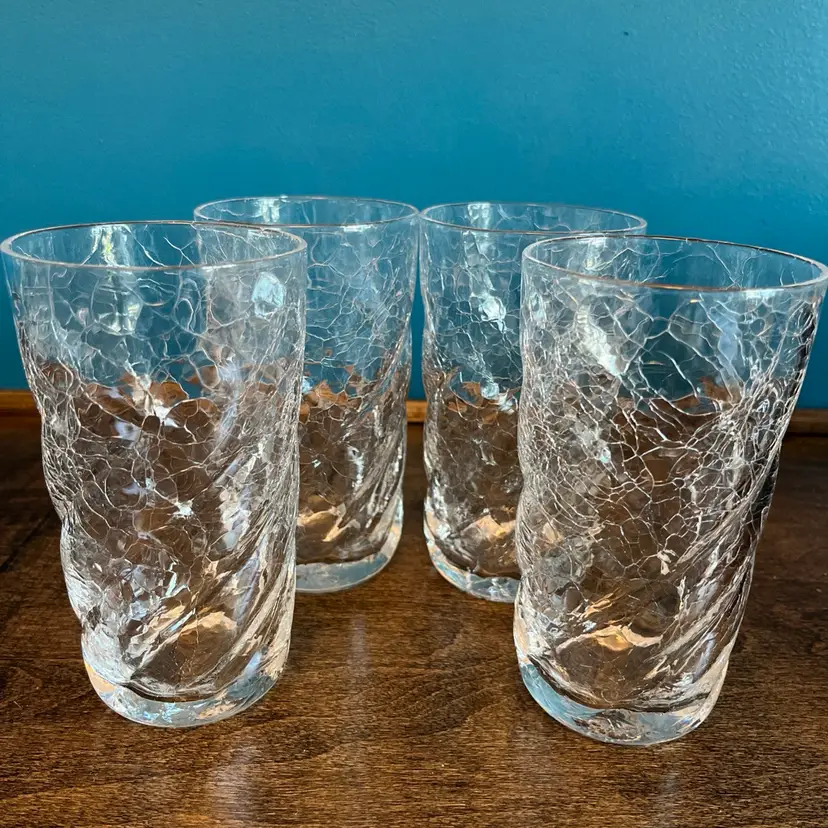 Vintage “Crinkled” Clear by Imperial Glass-Ohio ~ Set Of 4 ~ EUC