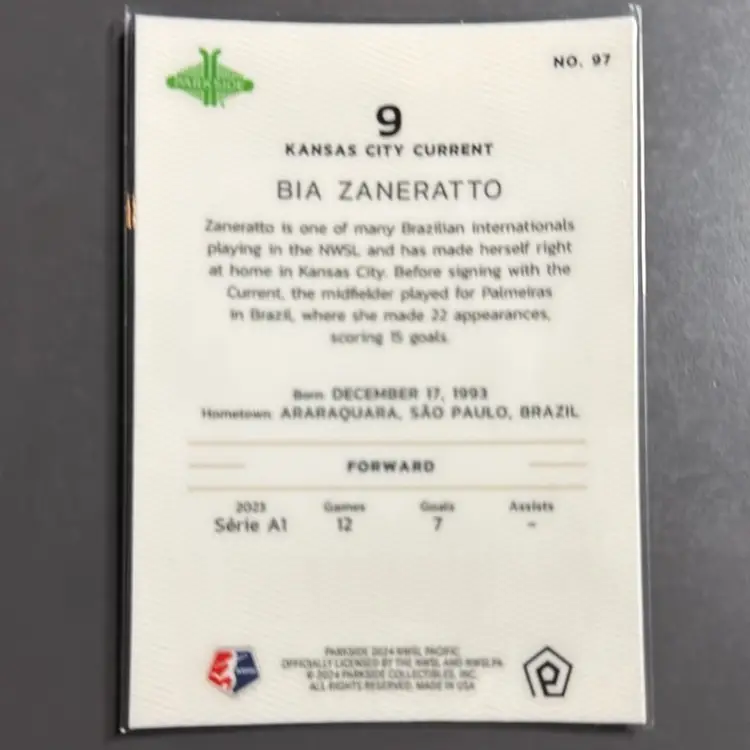 Bia Zaneratto 2024 Parkside Pacific 8/10 - Kansas City Current - Women’s Soccer