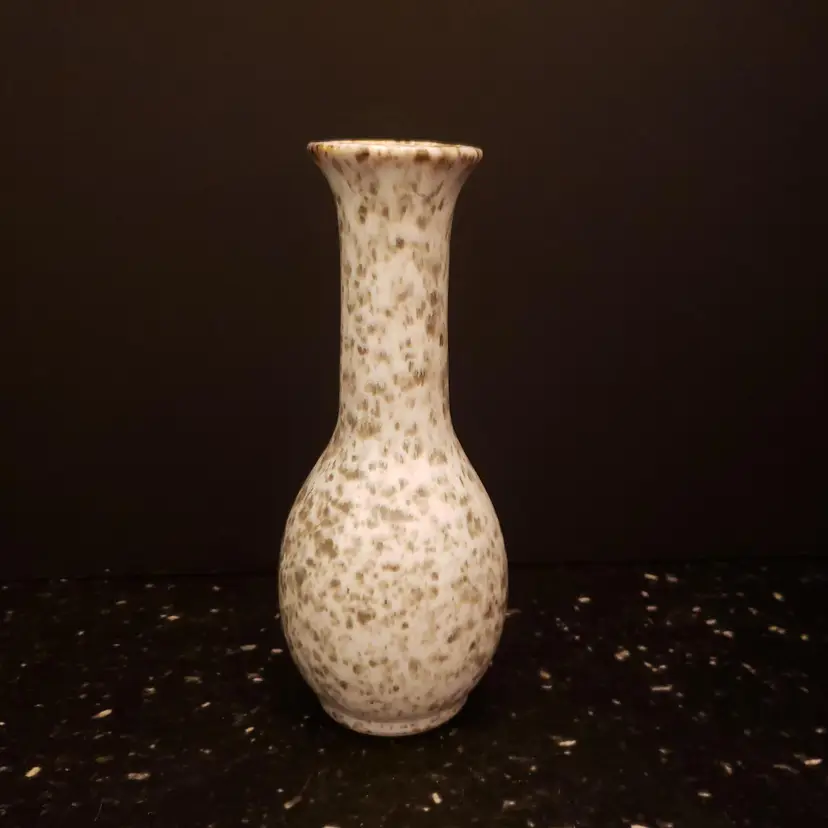 Bud Vase Speckled Splatter Glaze Ceramic Pottery Brown White Beige Vintage