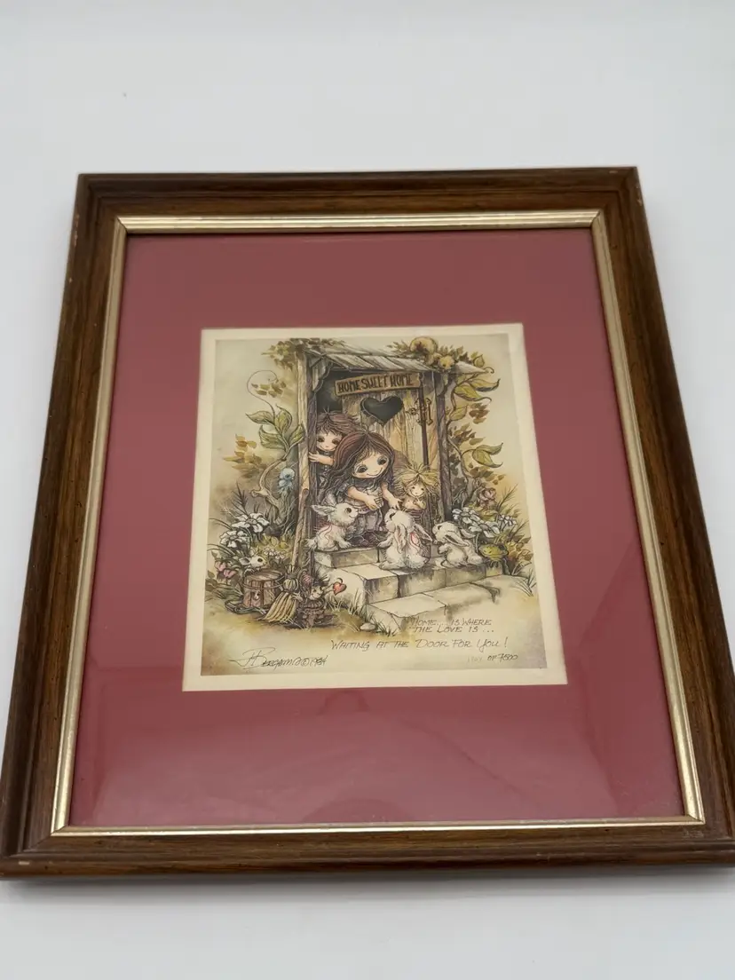 Jody Bergsma VTG 1984 Framed Limited Edition Art Print Signed 1751/7500 Bunny