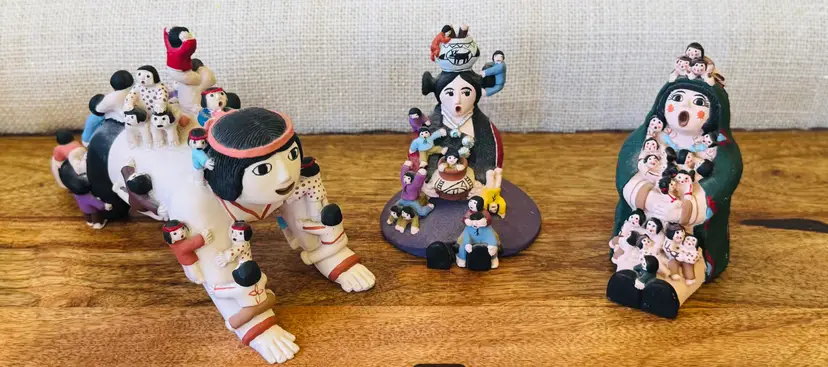 Set of 3 Vintage Native American Pottery Storyteller Figurines