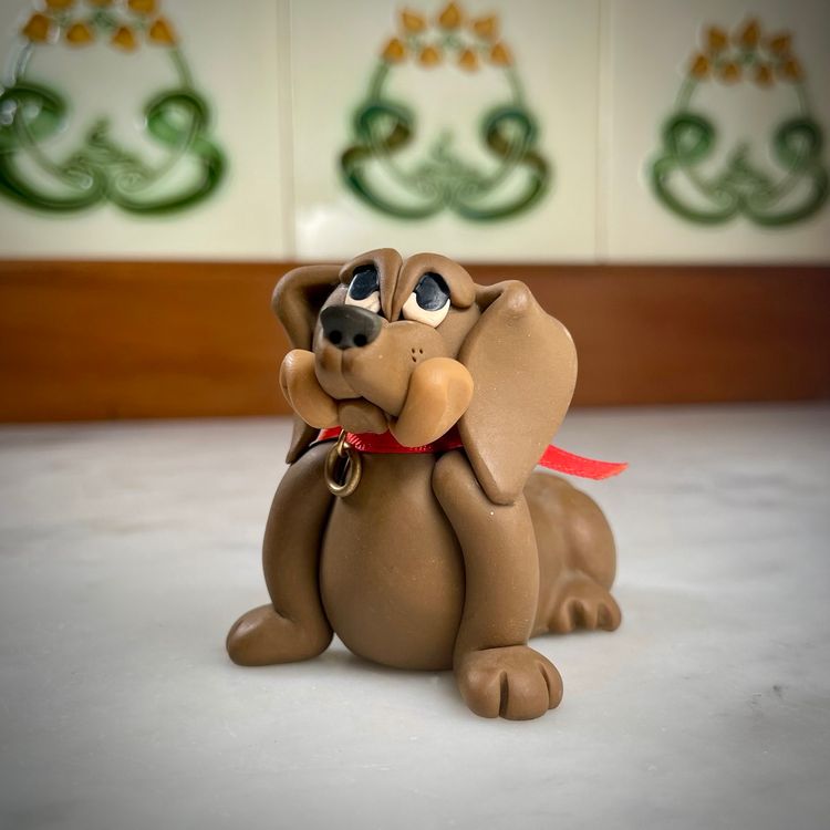 Vintage Cecile's Creations 1983 Dachshund Wiener Dog Clay Figurine Puppy Eyes READ 2x3"