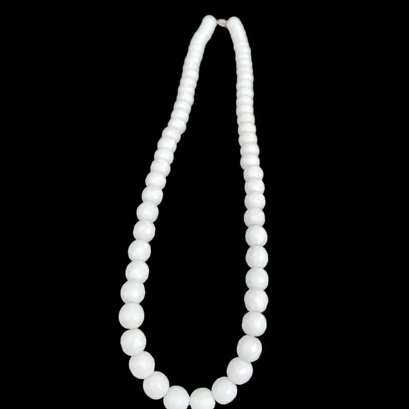 Vintage Milk Glass Faceted Necklace