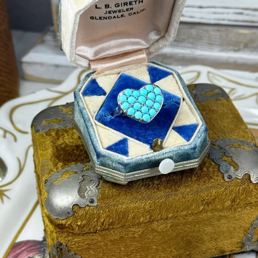 Sterling Silver Blue Gemstone Heart Ring 7.5