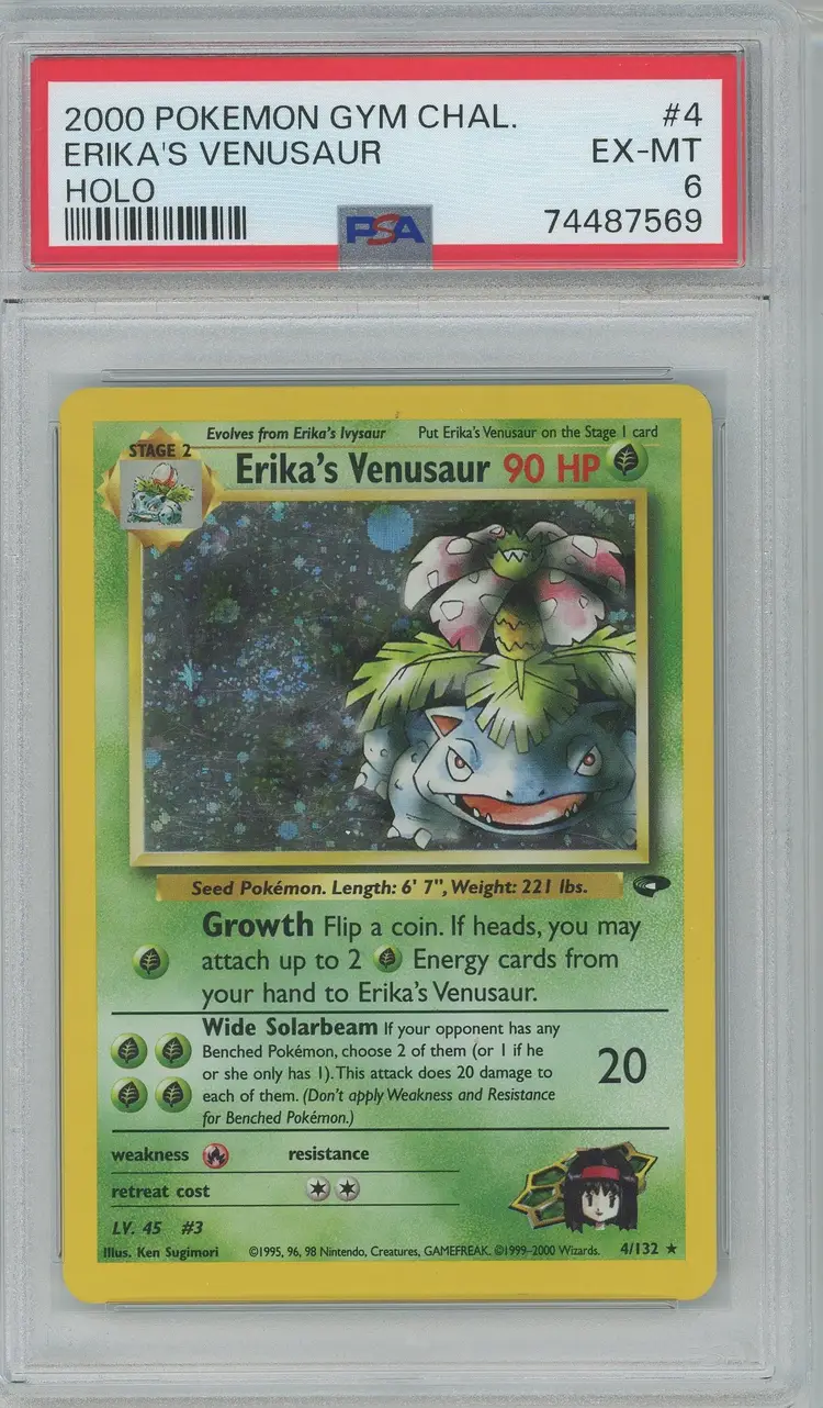 Pokémon 2000 Gym Challenge Unlimited Erika's Venusaur #4 Holo PSA 6