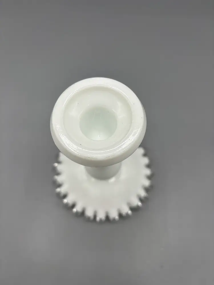 Fenton silvercrest 6 candlestick with clear rim