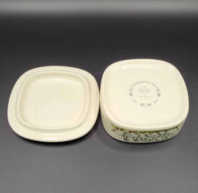 #01 Vintage Pfaltzgraff Country Collection by Bobbi Becker goose lidded trinket dish.