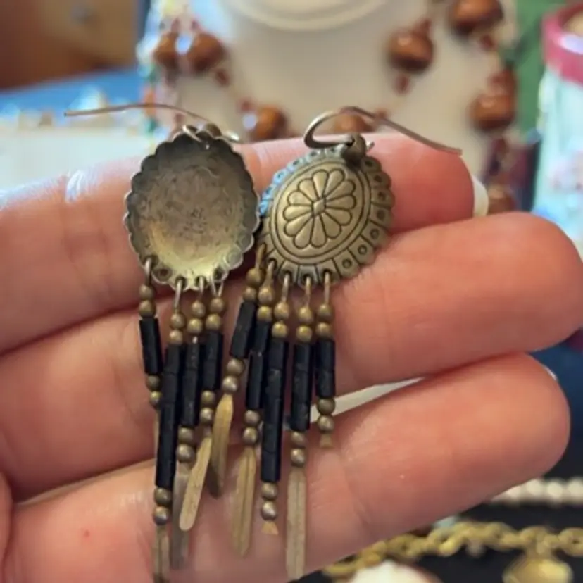 Native Style Dangle Sterling 925 Marked Earrings tested