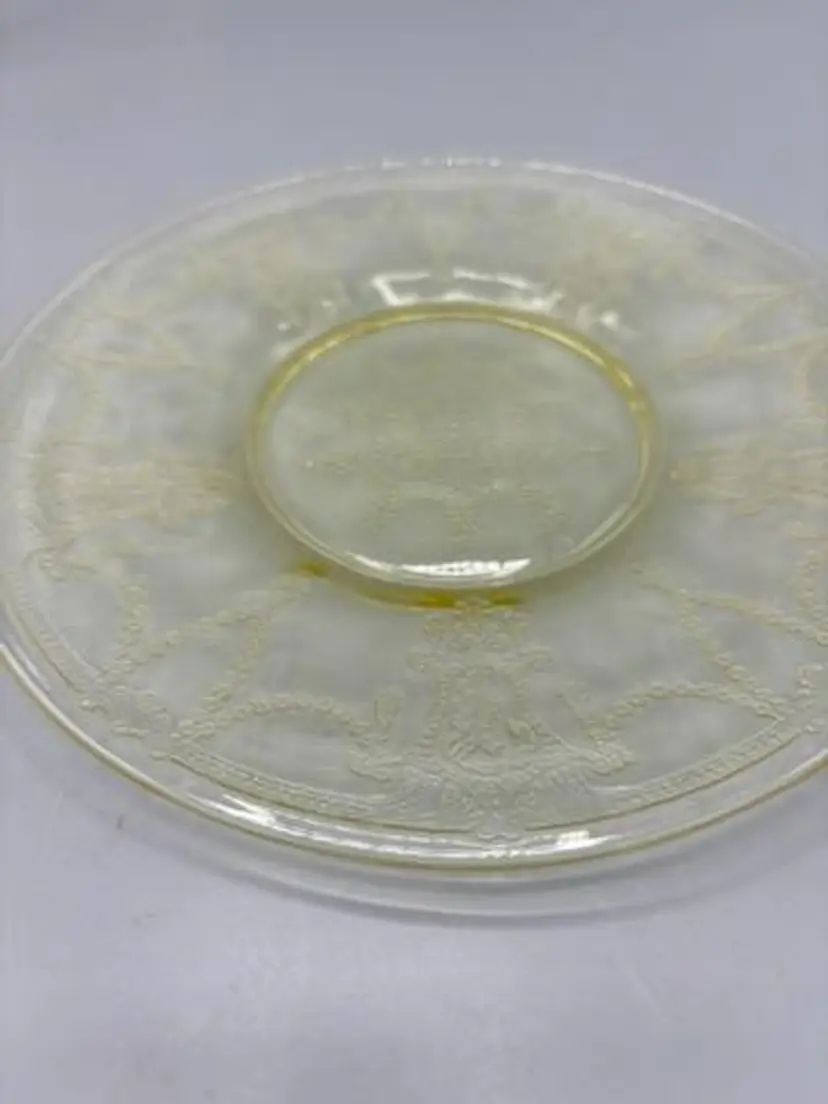 Yellow  Florentine depression glass salad plate