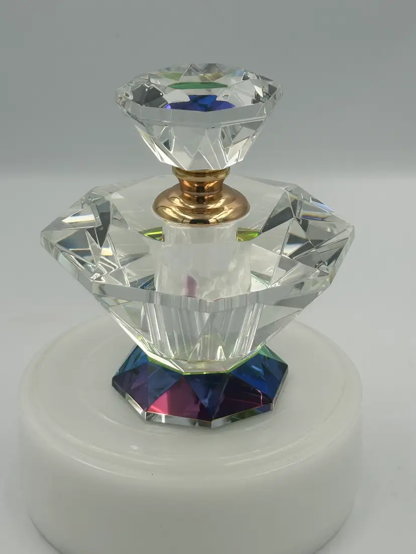 Cut Crystal Womenâs Perfume Bottle Clear With Iridescent Prisms
