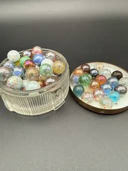Vintage Marbles And Jar