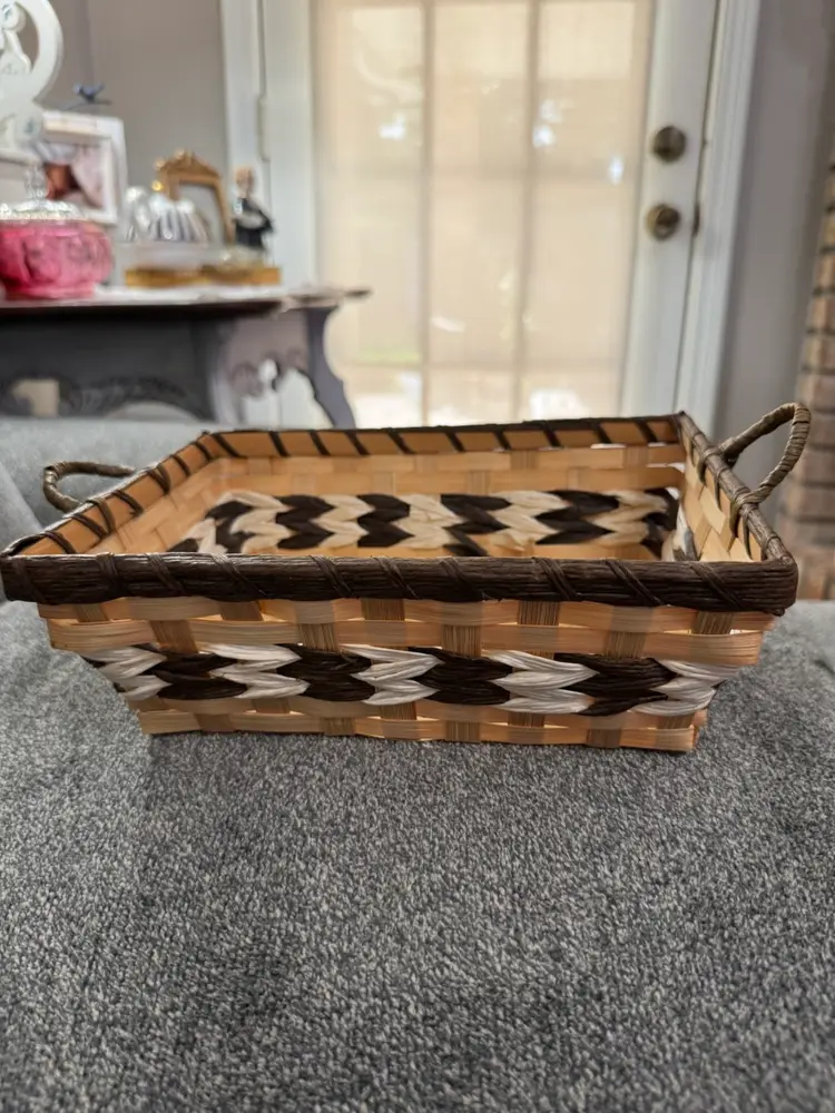 Rectangular Basket With Brown & Cream Woven Insert