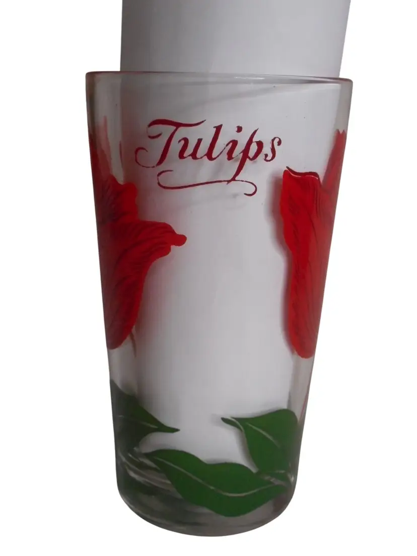 MCM Peanut Butter Drinking Juice Glass Boscul TumblerTulips Flowers Estate 5"