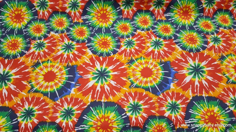 Classic Circle Tie Dye Flannel Fabric Remnant - 100% Cotton - Choose Size - Soft Craft & Quilting Fabric