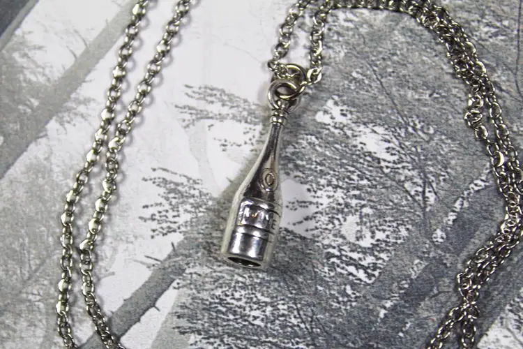 CHAMPAGNE PROBLEMS Evermore Champagne Glass Silver Charm Necklace