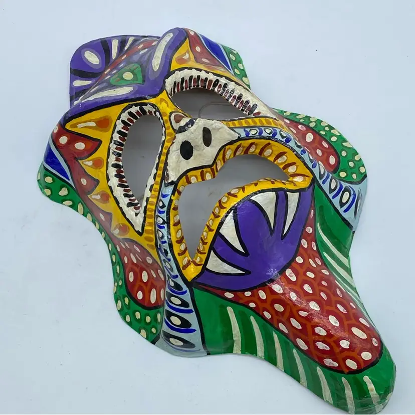 #3021 Mardi Gras Papier Mache Mask Multicolour Hand Painted