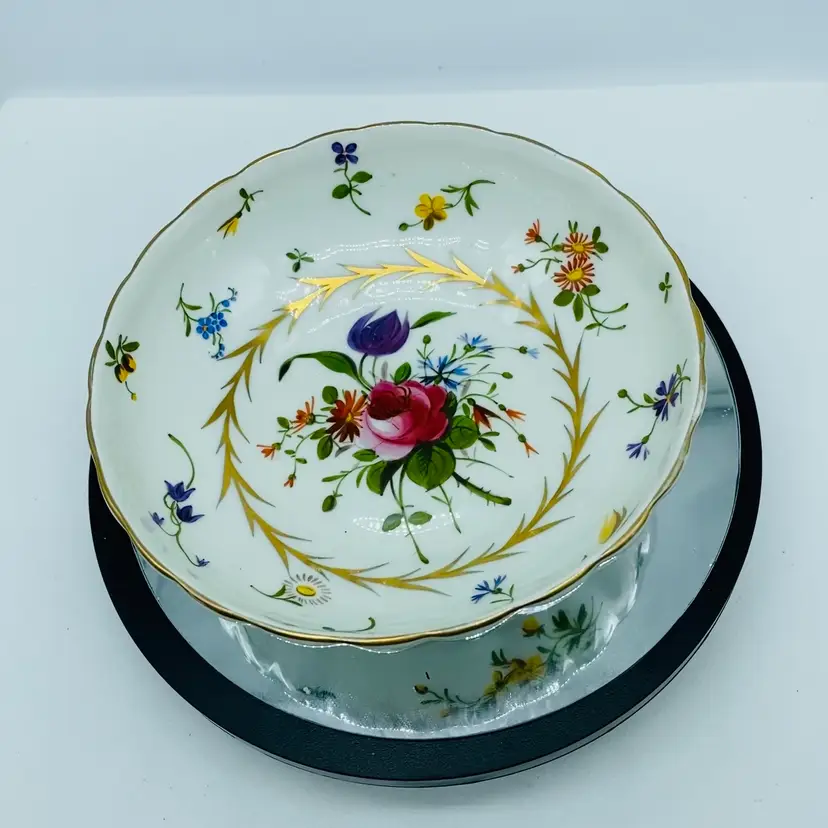 #1538 Hand Painted Floral Bowl Made In France Fine 7 Inch