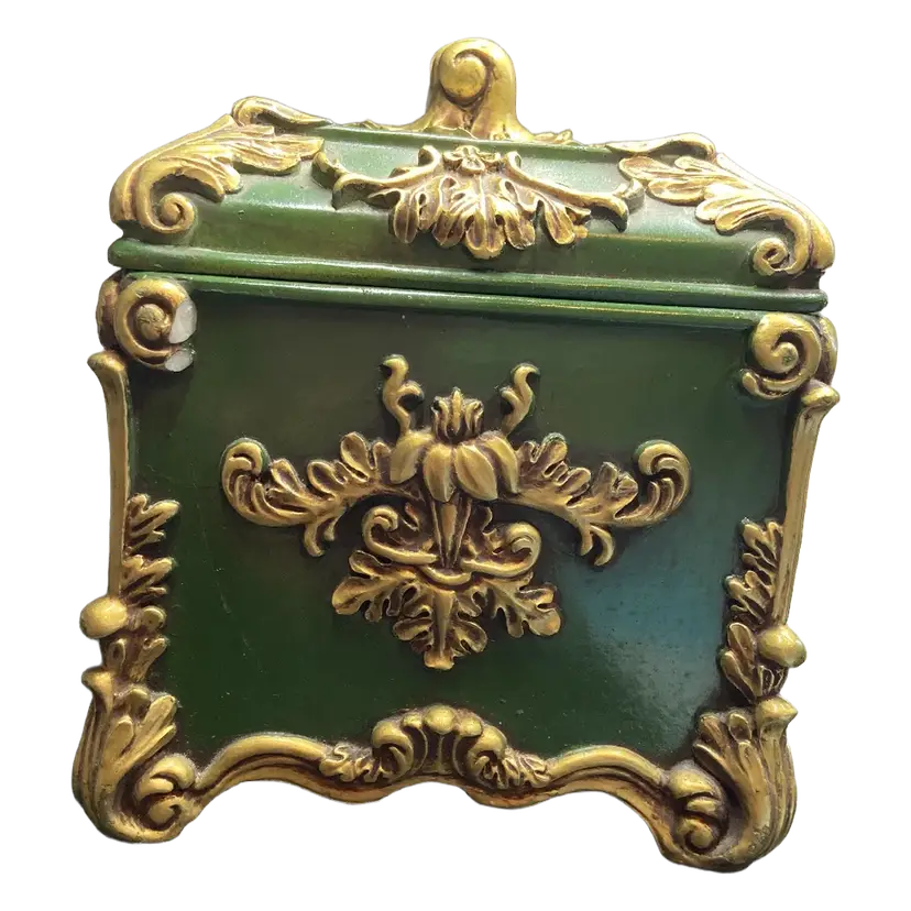 Green & Gold Art Nouveau Style Jewelry Box