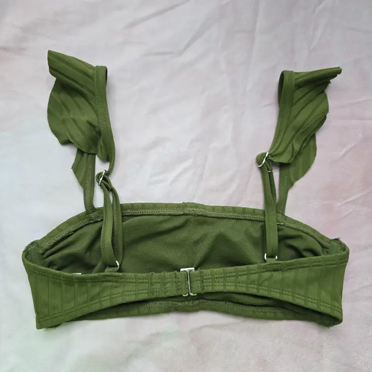 Xhilatation Green Bikini Top Ruffle Hook Adjustable Swimwear XS