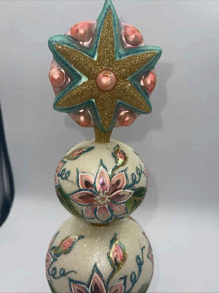 Larry Fraga Tree Topper.  Blooming Star blown glass  BEAUTIFUL!  13”