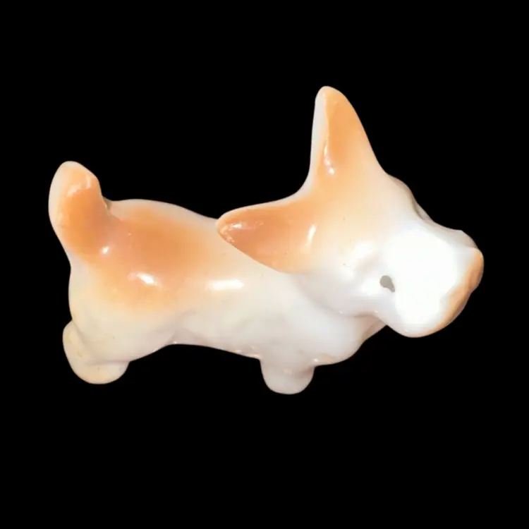Vintage Bone China Mini Dog Figurine Scottish Terrier Scottie Dog Collectible