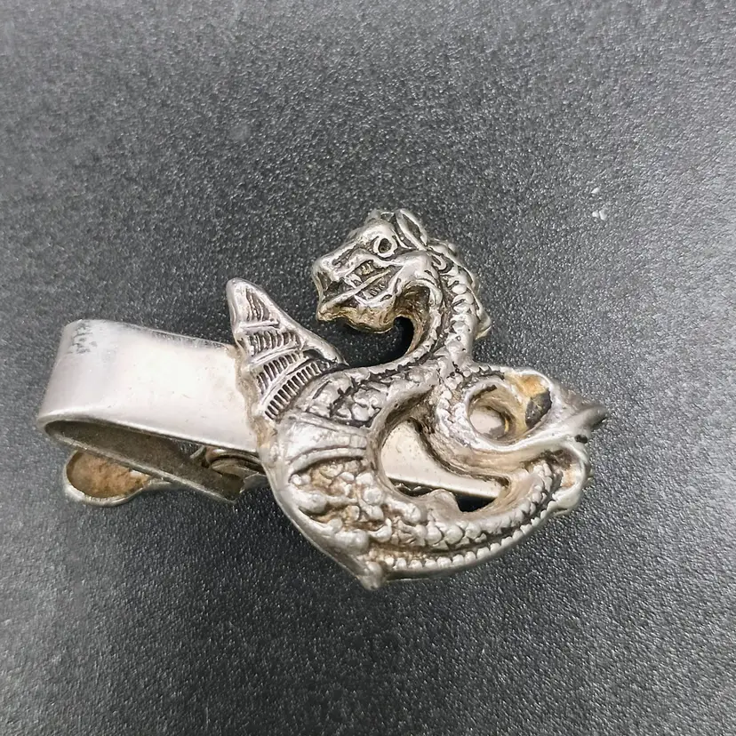 Silver Tone Pewter? Dragon Waterhorse Mythical Creature Tie Bar Tie Clip