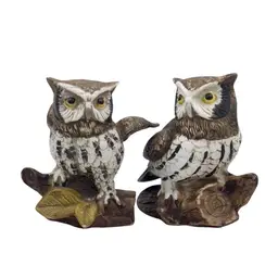2pc Vintage Owl Figurine On a Log By Home Interiors 1957-2008