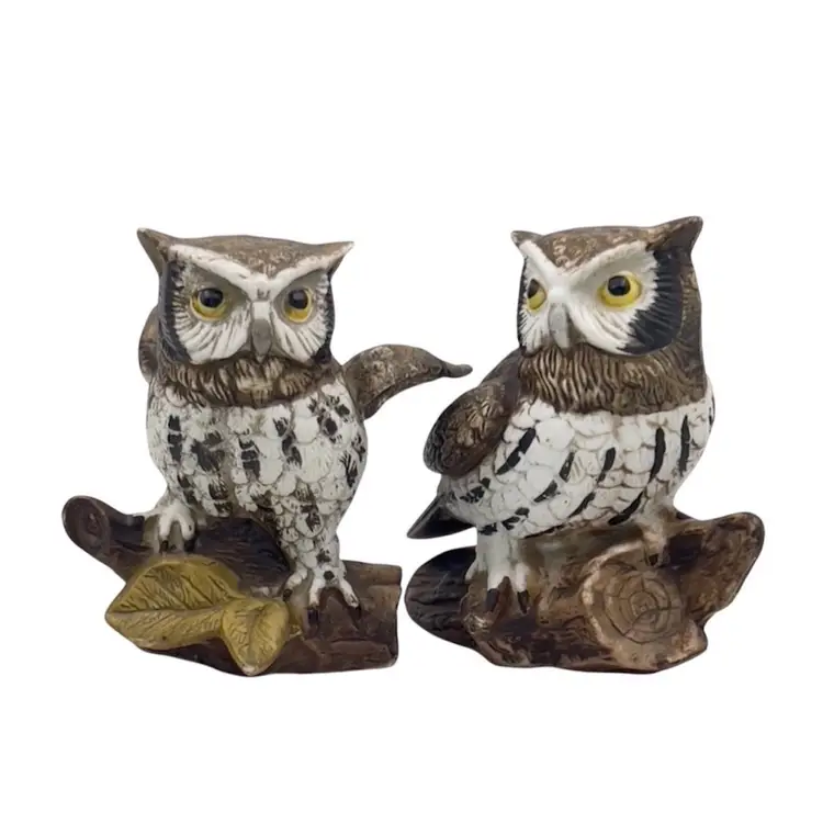 2pc VINTAGE OWL FIGURINES ON A LOG
By Home Interiors 1957-2008
Fall Autumn Harvest Thanksgiving Halloween