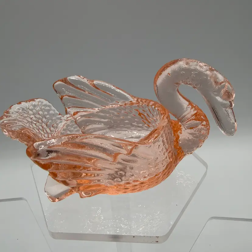 Mosser Glass Pink Swan Salt Cellar