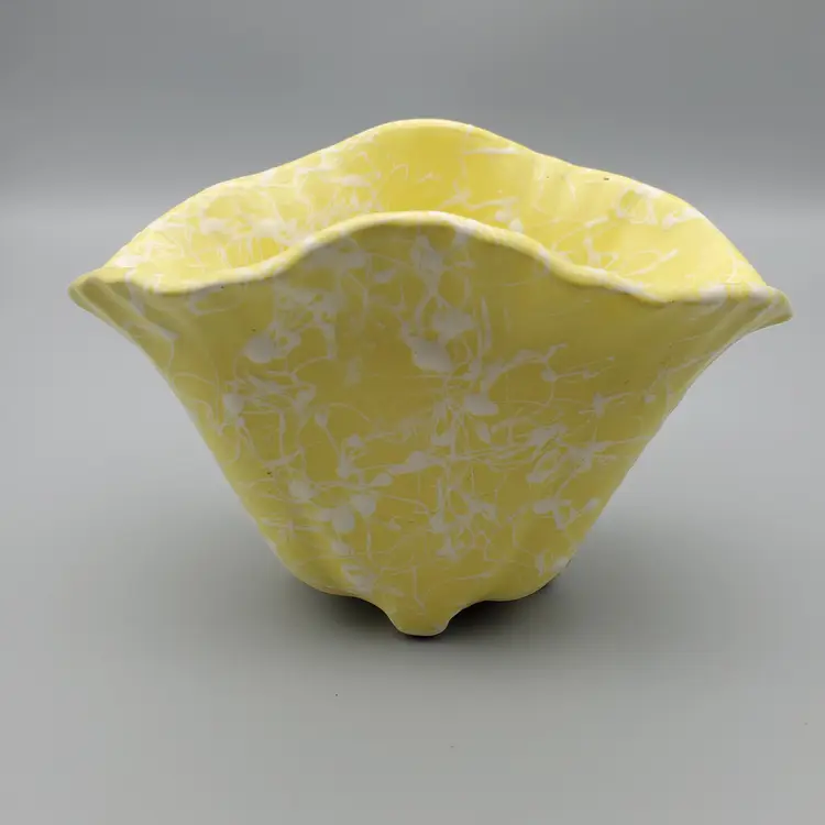Shawnee Art Pottery Vase Planter Yellow White Confetti