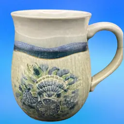 (4) Vintage Otagiri Japan Stoneware Seashells Coffee Mug - 4’’ Mid Century EUC