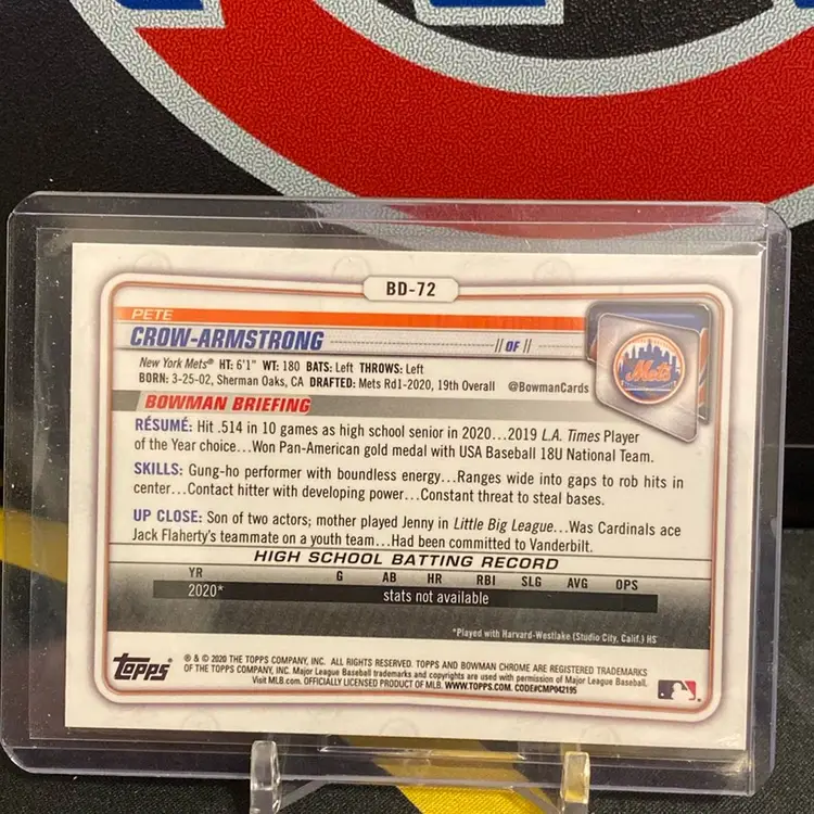 2020 1st Bowman Chrome Pete Crow-Armstrong Chicago Cubs