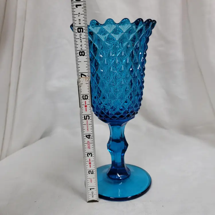 Vintage Westmoreland Blue Sawtooth Diamond Point Pedestal Celery Dish