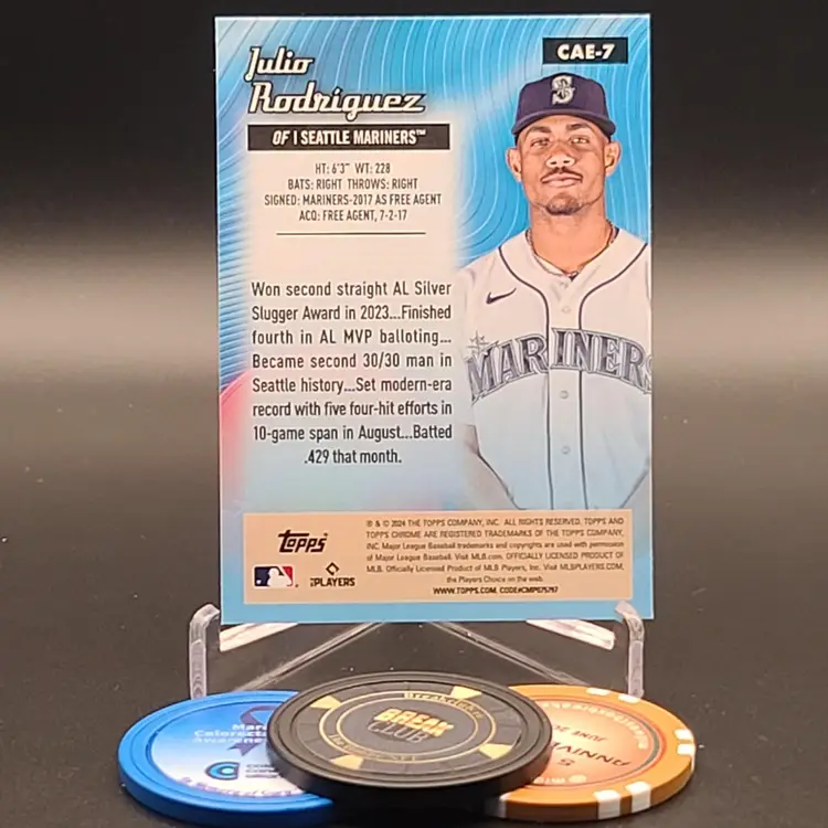 Julio Rodriguez 2024 Topps Chrome All-Etch Insert Card #CAE-7 - Seattle Mariners Baseball Card