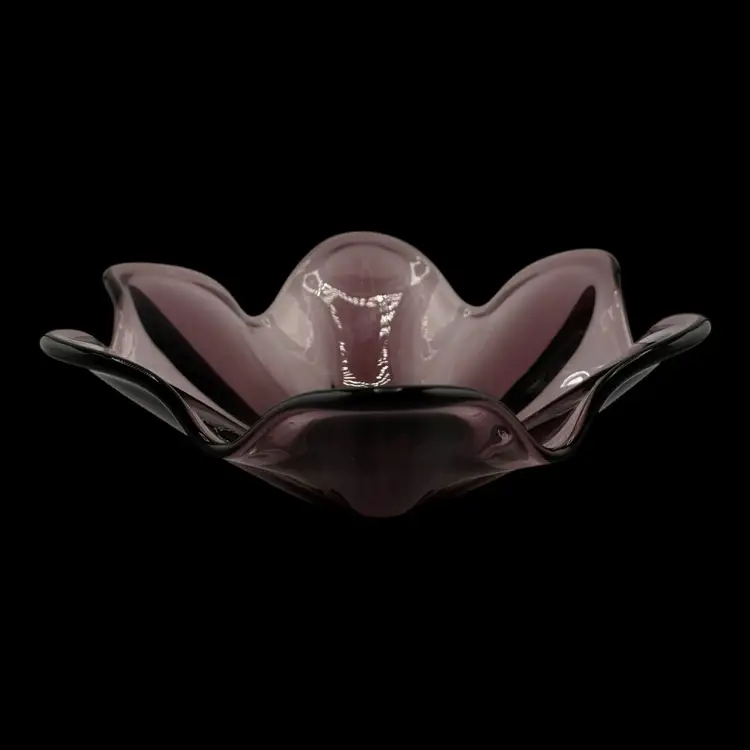 MCM Viking Glass 6 Petal Amethyst Purple Bowl 8”