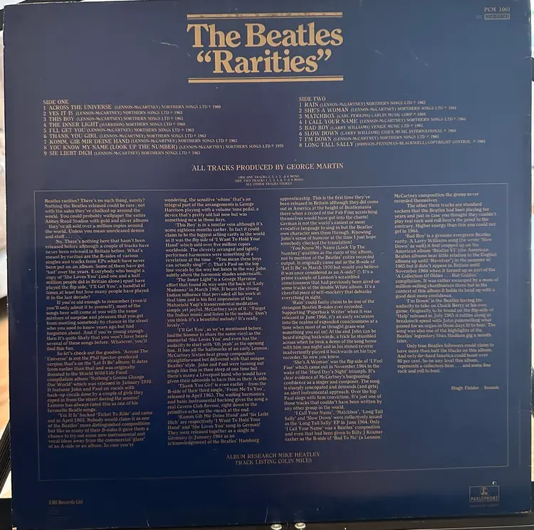 The Beatles - Rarities LP Record PCM1001 Parlophone Mono Compilation 1979