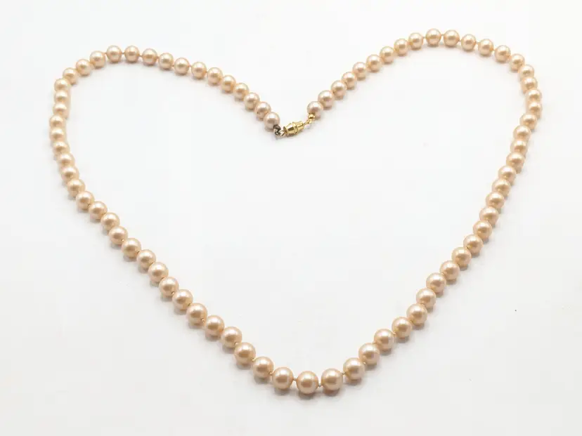 Vintage Faux Glass Hand Knotted Pearl Necklace