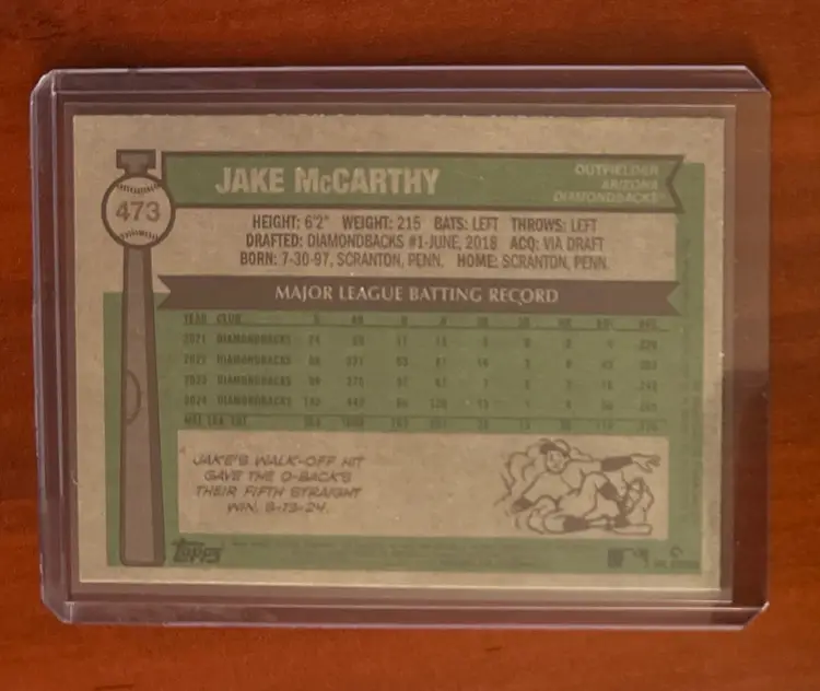 2025 Topps Heritage Wrong Back Error Card Andrew Walters/Jake McCarthy #473