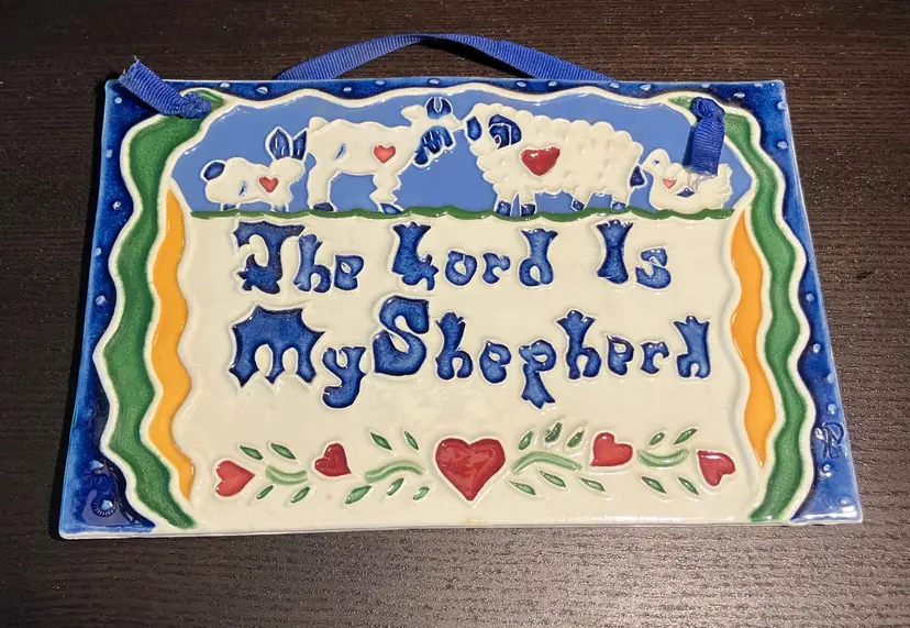 J. Duban Folk Art Tiles Clay Ceramic Tile Religious Signed