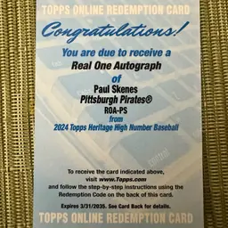 Paul Skenes - 2024 Topps Heritage High Number Real One Auto Redemption