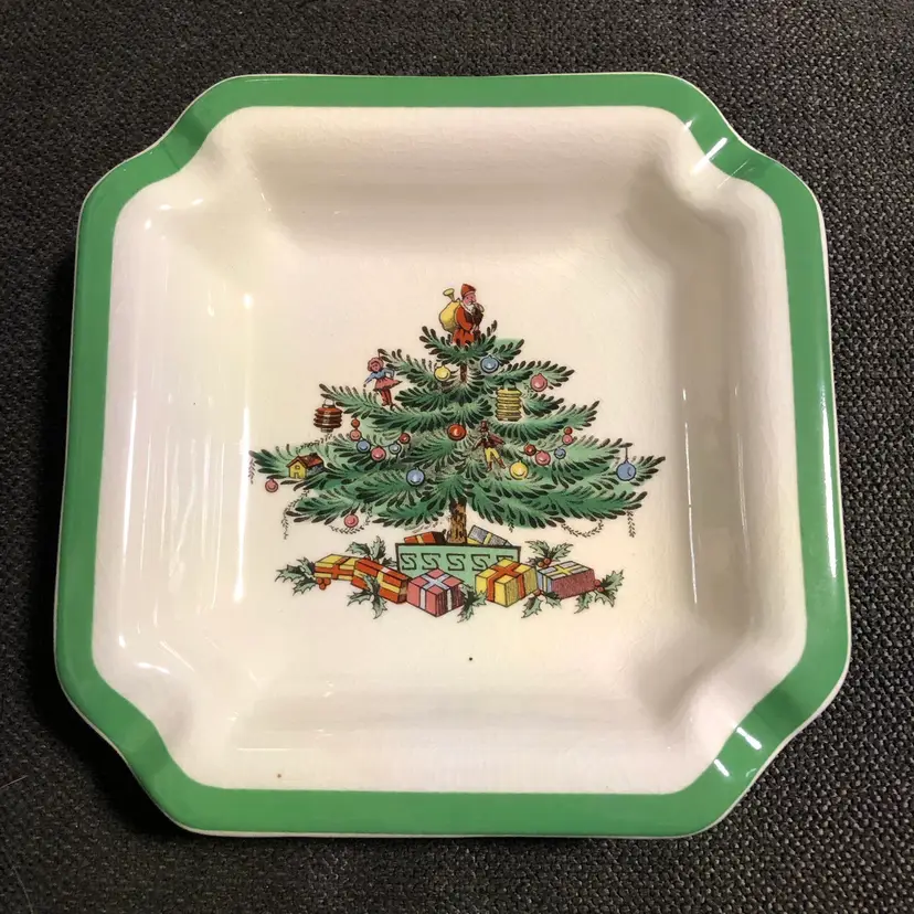 Vintage Spode Christmas Tree Square Ashtray Trinket Dish