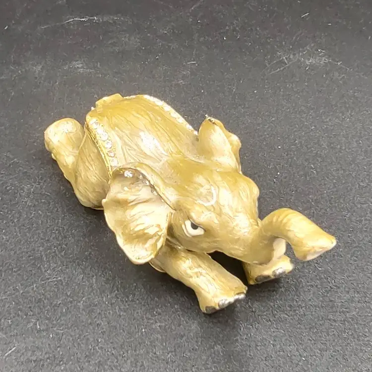Enamel Elephant Hinged Trinket Box