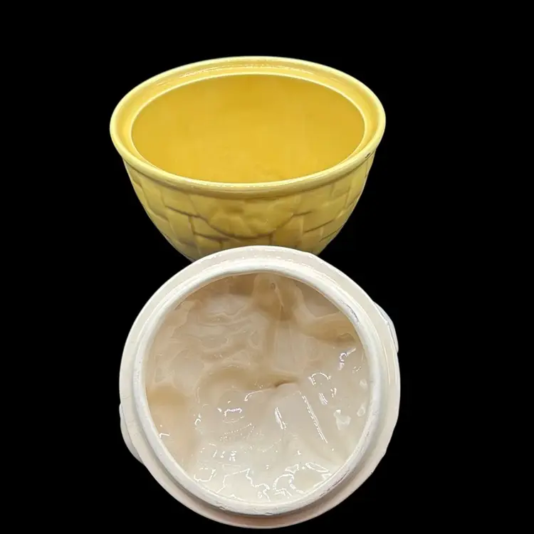 Shawnee Pottery Fruit Top Lidded Basket Weave Lidded Bowl 7” D Stamped No Noted Flaws