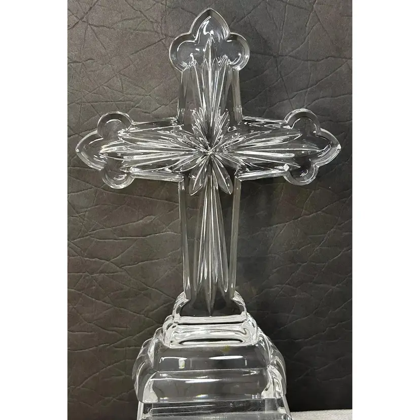 Vintage Royal Limited 24% Full Lead Crystal Slovenia Clear Standing Cross