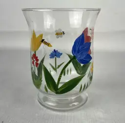 Royal Danube Drinking Glass Hand Painted Floral Multicolor Romania