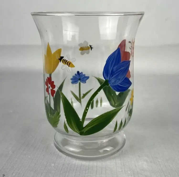 Royal Danube Drinking Glass Hand Painted Floral Multicolor Romania